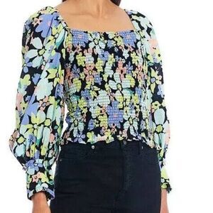Free People Floral Smocked Blouse - Multicolor